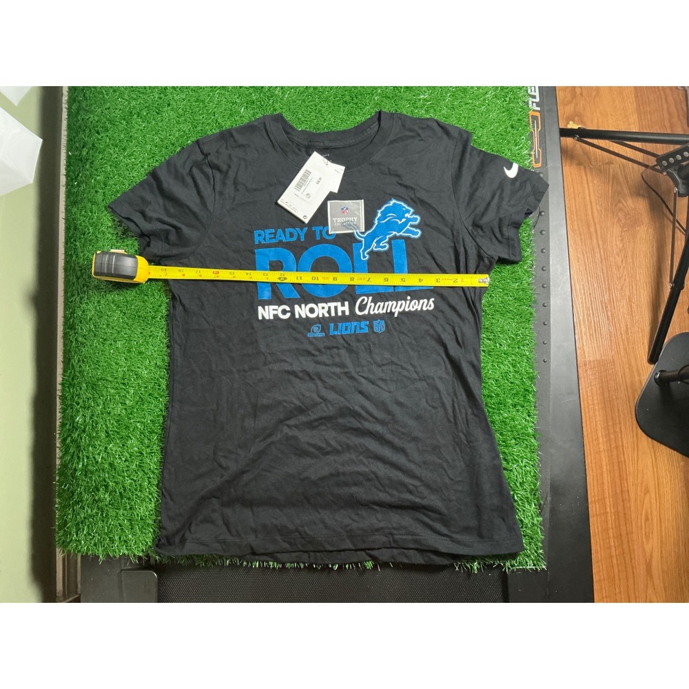Nike Detroit Lions NFC North Champions T-Shirt Womens Large Black Ready To Roll